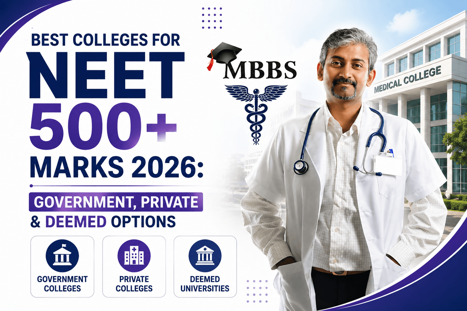 Best Colleges for NEET 500+ Marks 2026: Government, Private & Deemed Options