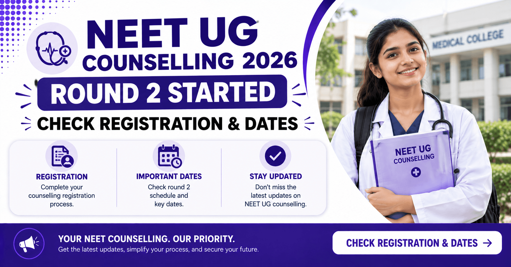 NEET UG Counselling 2026 Round 2 Started: Check Registration & Dates