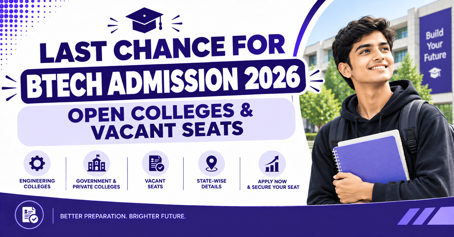 Last Chance for BTech Admission 2026:Open Colleges & Vacant Seats