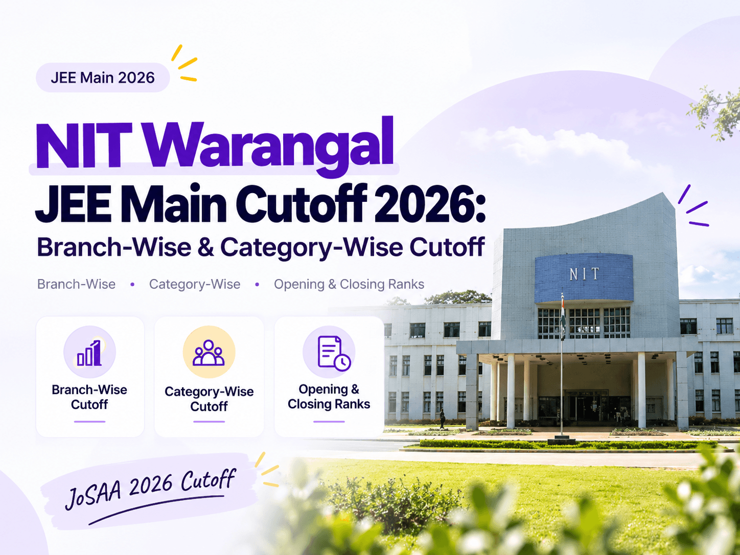 NIT Warangal JEE Main Cutoff 2026: Branch-Wise & Category-Wise Cutoff
