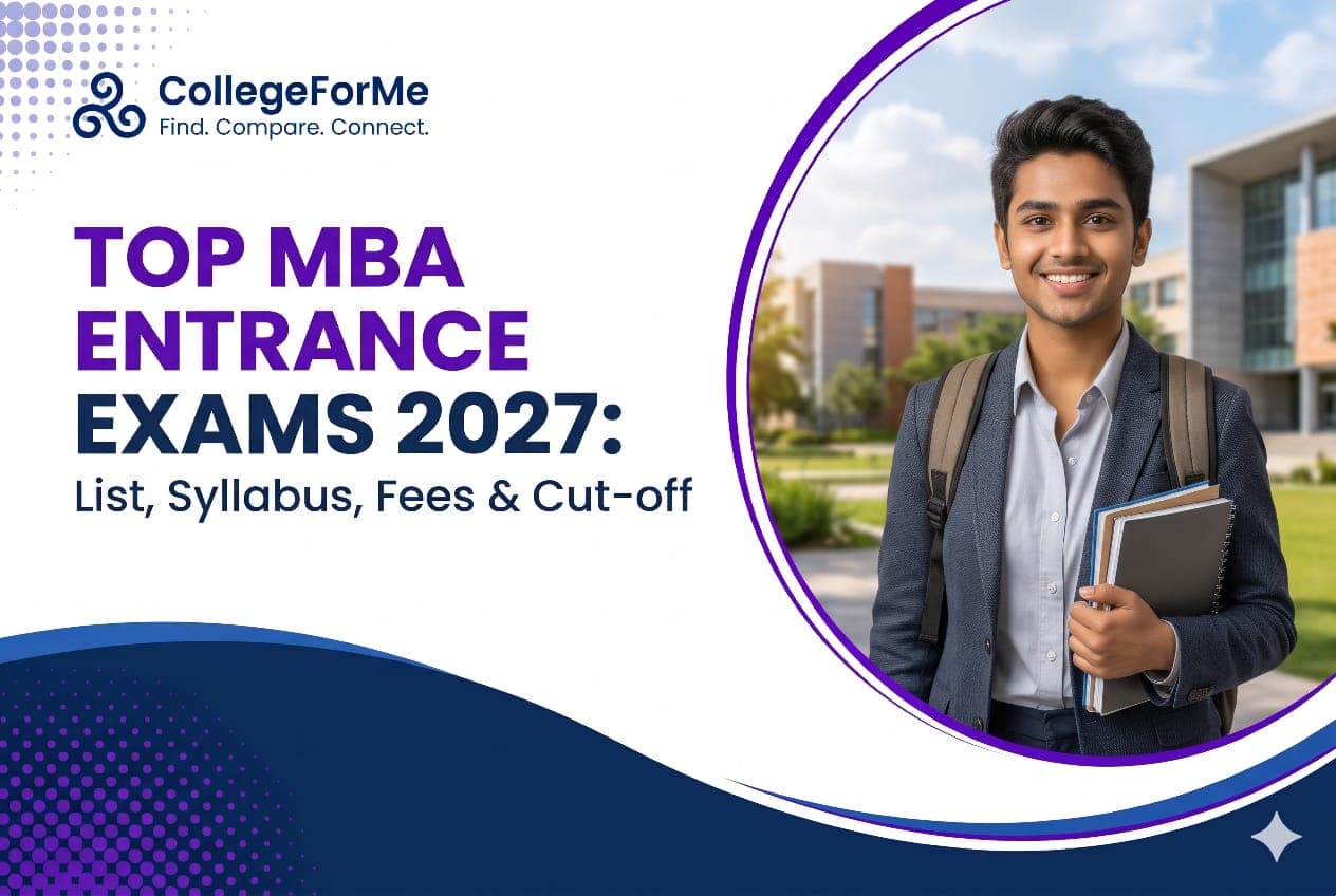 Top MBA Entrance Exams 2027: List, Syllabus, Fees & Cut-off Introduction Getting admission to a reputed MBA college in India requires choosing the right entrance examination. Exams such as CAT, XAT, NMAT, SNAP, CMAT and MAT help students apply to some of the country's leading management institutes. For the 2027–29 MBA admission session, candidates should understand the exam pattern, syllabus, application fees and expected cut-offs before selecting their exams. While some tests are accepted by top business schools, others provide opportunities to apply to a wider range of private and government management colleges. This guide covers the top MBA entrance exams for 2027, their important subjects, indicative application fees and expected cut-off ranges. Students can also explore "MBA Admission 2027 guidance" (https://www.collegeforme.in/mba-admission-2026) to shortlist suitable colleges and understand the admission process. 1. List of Top MBA Entrance Exams 2027 The following national-level and institute-level examinations are important for students planning MBA admission in 2027. Entrance Exam| Conducting Body| Popular Colleges CAT 2026| IIMs| IIMs, FMS Delhi, MDI Gurgaon XAT 2027| XLRI| XLRI, XIM University, IMT NMAT 2026| GMAC| NMIMS, K J Somaiya SNAP 2026| Symbiosis International University| SIBM Pune, SCMHRD CMAT 2027| NTA| AICTE-approved participating institutes MAT 2026–27| AIMA| Jaipuria, participating B-schools ATMA 2027| AIMS| Participating management institutes MAH MBA CET 2027| Maharashtra CET Cell| JBIMS, SIMSREE, PUMBA Important: The exam year and admission year can be different. For example, CAT 2026 and XAT 2027 are used for the 2027 MBA admission cycle. 2. MBA Entrance Exam Fees 2027 Application fees differ according to the examination, candidate category and test options. The following table provides approximate or currently reported fees for the 2026–27 examination cycle. Exam| Approximate Application Fee CAT 2026| ₹2,700 (General); ₹1,350 (SC/ST/PwD) XAT 2027| ₹2,300 NMAT 2026| ₹3,000 + applicable taxes SNAP 2026| ₹2,550 per attempt + taxes CMAT 2027| Check official notification MAT 2026| ₹2,300 (PBT or CBT); ₹4,000 (both) ATMA 2027| Check official notification MAH MBA CET 2027| Check official notification Fees may change for the 2027 cycle. Candidates should confirm the final amount on the respective official examination websites before submitting their applications. 3. MBA Entrance Exam Syllabus 2027 Most MBA entrance examinations evaluate candidates on quantitative ability, reasoning, English comprehension and data interpretation. However, the number of sections and their weightage differ. A. Quantitative Aptitude This section tests mathematical skills and problem-solving ability. Important topics include: - Number System - Percentage and Profit & Loss - Ratio and Proportion - Time, Speed and Distance - Time and Work - Simple and Compound Interest - Algebra - Geometry and Mensuration - Probability and Permutation-Combination B. Logical Reasoning and Data Interpretation This section checks analytical thinking and the ability to understand information. Important topics include: - Seating Arrangement - Puzzles and Blood Relations - Coding-Decoding - Syllogism - Data Tables and Charts - Bar Graphs and Pie Charts - Caselets - Data Sufficiency C. Verbal Ability and Reading Comprehension This section evaluates English language skills and comprehension. Important topics include: - Reading Comprehension - Para Jumbles - Sentence Completion - Vocabulary - Grammar - Critical Reasoning - Para Summary D. General Awareness and Other Topics Some exams include additional sections. - Current Affairs - Business and Economic Awareness - Static General Knowledge - Innovation and Entrepreneurship - Decision Making (particularly important for XAT) Students should check each examination's official syllabus and information bulletin because not every topic appears in every exam. 4. Expected MBA Entrance Exam Cut-offs 2027 Cut-offs help colleges shortlist candidates for further admission rounds. They can vary according to the institute, programme, category, number of applicants and exam difficulty. Exam| Indicative Score / Percentile Range| Popular College Examples CAT| 90–99+ percentile| IIMs, FMS, MDI XAT| 90–97+ percentile| XLRI, XIM University NMAT| 210–240+ score| NMIMS and other accepting institutes SNAP| 90–99+ percentile| SIBM Pune, SCMHRD CMAT| 80–99+ percentile| Participating management institutes MAT| 70–95+ percentile| Participating B-schools Note: These are broad indicative ranges for planning, not confirmed 2027 cut-offs or admission guarantees. Some highly competitive programmes may require higher scores. Colleges may also consider academic records, work experience, interviews and other selection criteria. 5. Top Colleges Accepting MBA Entrance Exam Scores Candidates should select exams based on the colleges they want to target. College| Entrance Exam IIM Ahmedabad| CAT IIM Bangalore| CAT FMS Delhi| CAT XLRI Jamshedpur| XAT NMIMS Mumbai| NMAT SIBM Pune| SNAP SCMHRD Pune| SNAP JBIMS Mumbai| MAH MBA CET and applicable accepted routes K J Somaiya Institute of Management| Accepted entrance exam scores Jaipuria Institute of Management| Accepted entrance exam scores Students interested in management colleges in North India can also explore: - "Best MBA Colleges in Dehradun" (https://www.collegeforme.in/colleges/best-mba-colleges-in-dehradun) - "Best MBA Colleges in Delhi NCR" (https://www.collegeforme.in/colleges/best-mba-colleges-in-delhi-ncr) - "Best MBA Colleges in Noida" (https://www.collegeforme.in/colleges/best-mba-colleges-in-noida) - "Best MBA Colleges in Punjab" (https://www.collegeforme.in/colleges/best-mba-colleges-in-punjab) 6. How to Choose the Right MBA Entrance Exam? Choosing an examination depends on your academic preparation, preferred college and career goals. Consider these factors: 1. Target Colleges: Check which entrance examinations your preferred colleges accept. 2. Syllabus: Compare the subjects and identify your strengths. 3. Application Fees: Consider your budget if you plan to appear for multiple exams. 4. Exam Pattern: Understand the duration, number of questions and negative marking. 5. Cut-off Trends: Review previous admission trends, but do not treat them as guaranteed cut-offs. 6. Preparation Time: Select exams that fit your preparation schedule. Candidates who want to explore MBA admission options beyond CAT can read the "Direct MBA Admission Without CAT Guide" (https://www.collegeforme.in/direct-mba-admission). 7. Documents Required for MBA Entrance Exam Registration Most examination applications require the following documents and details: - Class 10 and Class 12 academic details - Graduation marksheets or details - Valid email address and mobile number - Recent passport-size photograph - Scanned signature - Government-issued identity proof - Category certificate, if applicable - Online payment method Requirements may differ between examinations. Read the official application instructions before uploading documents. 8. MBA Admission Process After Entrance Exams After appearing for an entrance examination, candidates generally follow these steps: 1. Download the entrance exam scorecard. 2. Apply separately to colleges accepting the score. 3. Check the college's shortlisting criteria. 4. Attend Group Discussion (GD), Personal Interview (PI), Written Ability Test (WAT) or other selection rounds, if required. 5. Check the final merit list. 6. Complete document verification and admission fee payment. Students who do not have a CAT score can also explore other accepted exams or eligible private-university admission routes. Read more about "Direct Admission in India" (https://www.collegeforme.in/direct-admission) and "Admission Without Entrance Exam" (https://www.collegeforme.in/admission-without-entrance-exam). Frequently Asked Questions (FAQs) 1. Which are the top MBA entrance exams in India for 2027? CAT, XAT, NMAT, SNAP, CMAT, MAT, ATMA and MAH MBA CET are among the important MBA entrance examinations for the 2027 admission cycle. 2. Which MBA entrance exam is comparatively easier? Difficulty depends on a candidate's strengths and preparation. MAT and some other exams may have a different difficulty level and pattern from CAT or XAT, but college selection criteria still matter. 3. What is the syllabus for MBA entrance exams? Common subjects include Quantitative Aptitude, Logical Reasoning, Data Interpretation and Verbal Ability. Some exams also include General Awareness, Decision Making or Innovation and Entrepreneurship. 4. Can I apply for multiple MBA entrance exams? Yes. Candidates can apply for multiple examinations, subject to individual eligibility and application requirements. 5. What is a good CAT percentile for MBA admission? A percentile of 90 or above can be a useful target for several competitive institutes, while highly selective programmes may require much higher scores. Actual shortlisting depends on each institute's criteria. 6. Can I get MBA admission without CAT? Yes. Many colleges accept XAT, NMAT, SNAP, CMAT, MAT or university-level entrance tests. Some private universities also have other admission routes. Explore "MBA Admission Without CAT" (https://www.collegeforme.in/mba-admission-2026). Conclusion MBA entrance examinations are an important step towards securing admission to a suitable management institute. CAT, XAT, NMAT, SNAP, CMAT and MAT offer different pathways to MBA programmes across India. Before applying, compare the syllabus, application fee, exam pattern, expected cut-offs and colleges accepting each score. Preparing for more than one suitable examination can also provide additional admission opportunities. Visit "College For Me" (https://www.collegeforme.in/) to explore MBA colleges, compare admission options and get guidance for your management education journey. Read More - "MBA Admission 2026 Guide" (https://www.collegeforme.in/mba-admission-2026) - "Direct MBA Admission Without CAT" (https://www.collegeforme.in/direct-mba-admission) - "Best MBA Colleges in Dehradun" (https://www.collegeforme.in/colleges/best-mba-colleges-in-dehradun) - "Best MBA Colleges in Delhi NCR" (https://www.collegeforme.in/colleges/best-mba-colleges-in-delhi-ncr) - "Best MBA Colleges in Noida" (https://www.collegeforme.in/colleges/best-mba-colleges-in-noida) - "College For Me Admission Guidance" (https://www.collegeforme.in/college-admission-guidance)