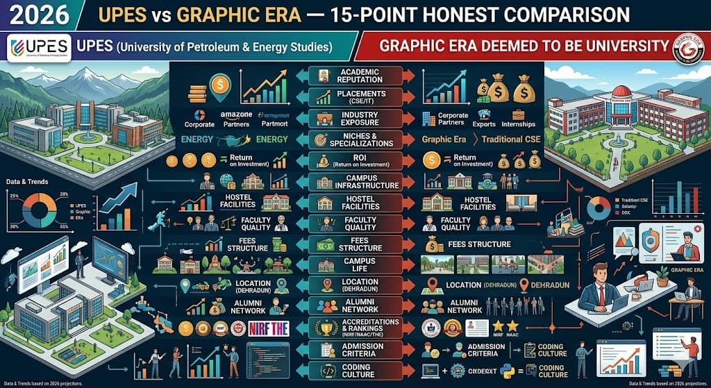 UPES vs Graphic Era 2026 — 15-Point Honest Comparison