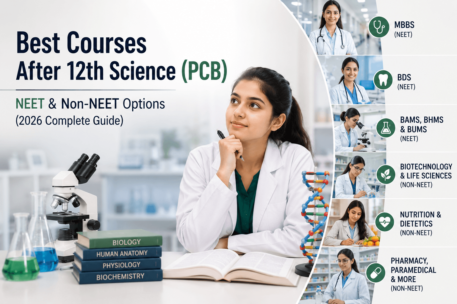 Best Courses After 12th Science (PCB) — NEET & Non-NEET Options (2026 Complete Guide)