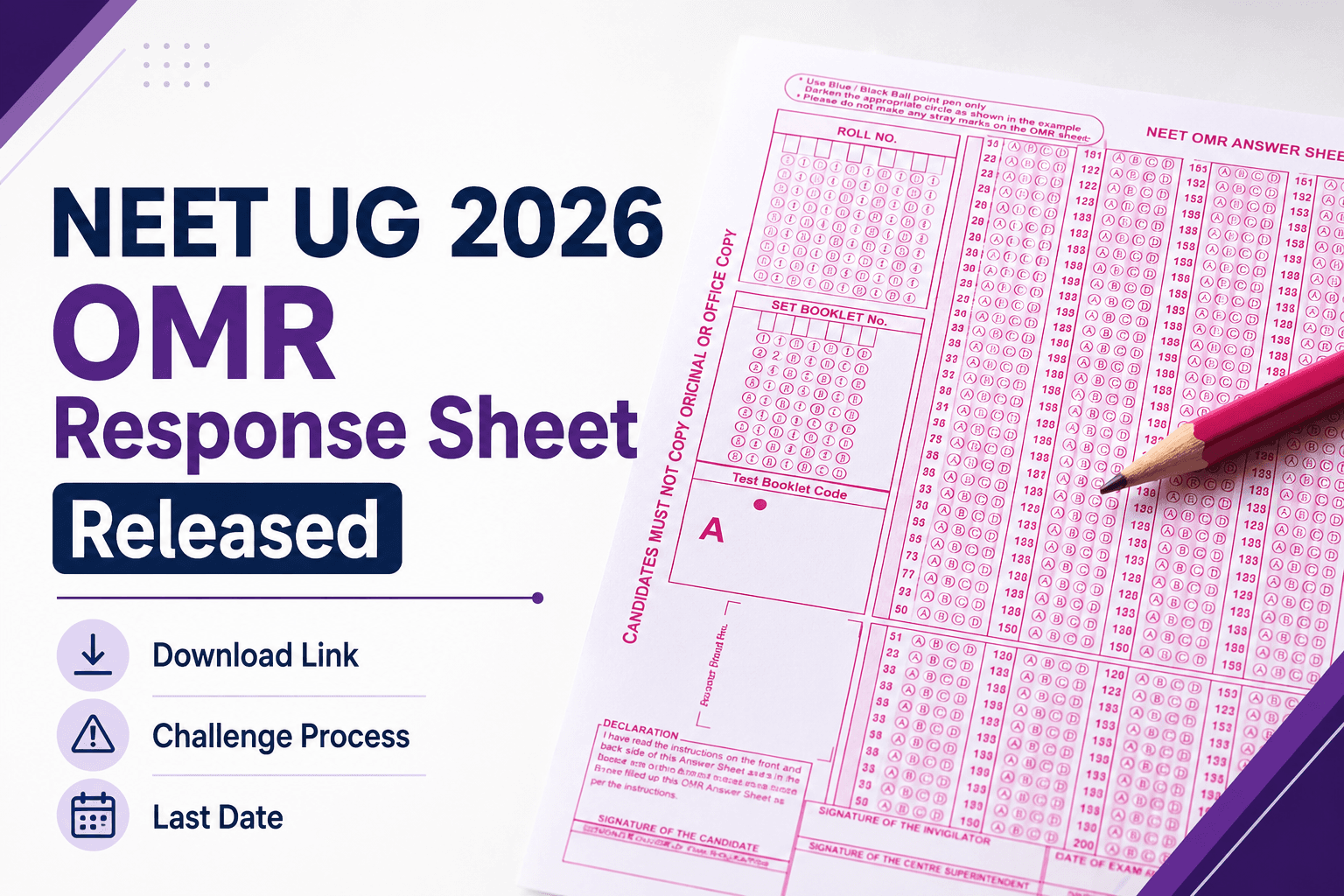 NEET UG 2026 OMR Response Sheet Released: Download Link, Challenge Process & Last Date