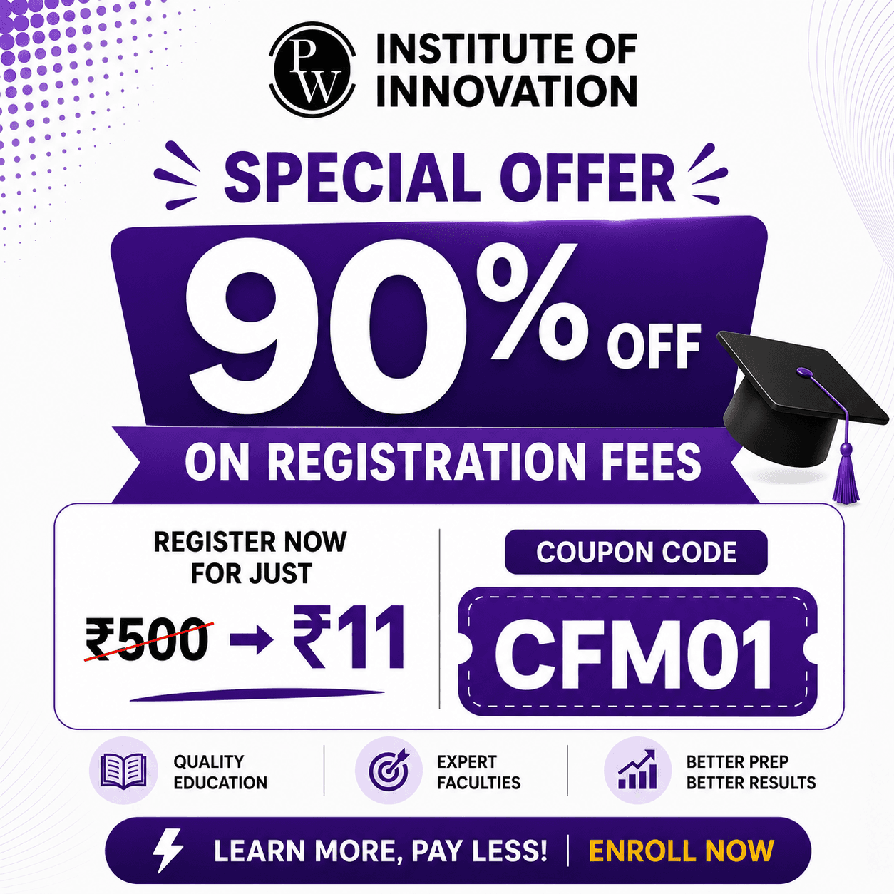 PW IOI Coupon Code (CFM01): Register for Just ₹11