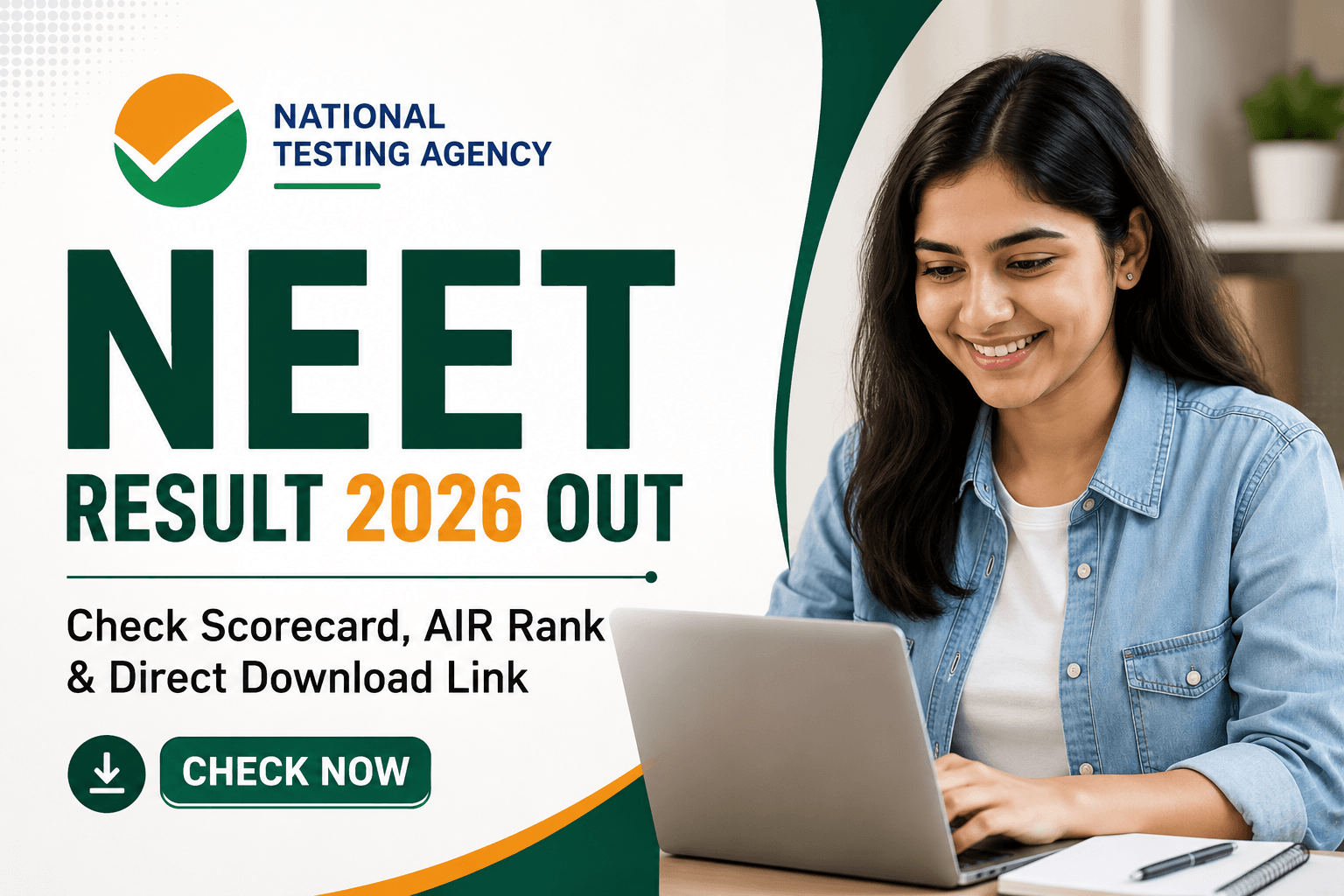 NEET Result 2026 Out: Check Scorecard, AIR Rank & Direct Download Link